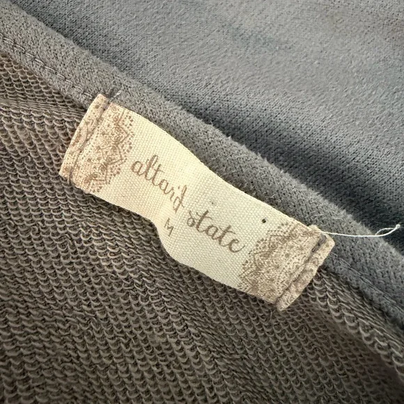 NWT ALTAR D'State Scalloped Short Sleeve Gray Faux Suede Shirt Mini Dress Sz M - Picture 4 of 6